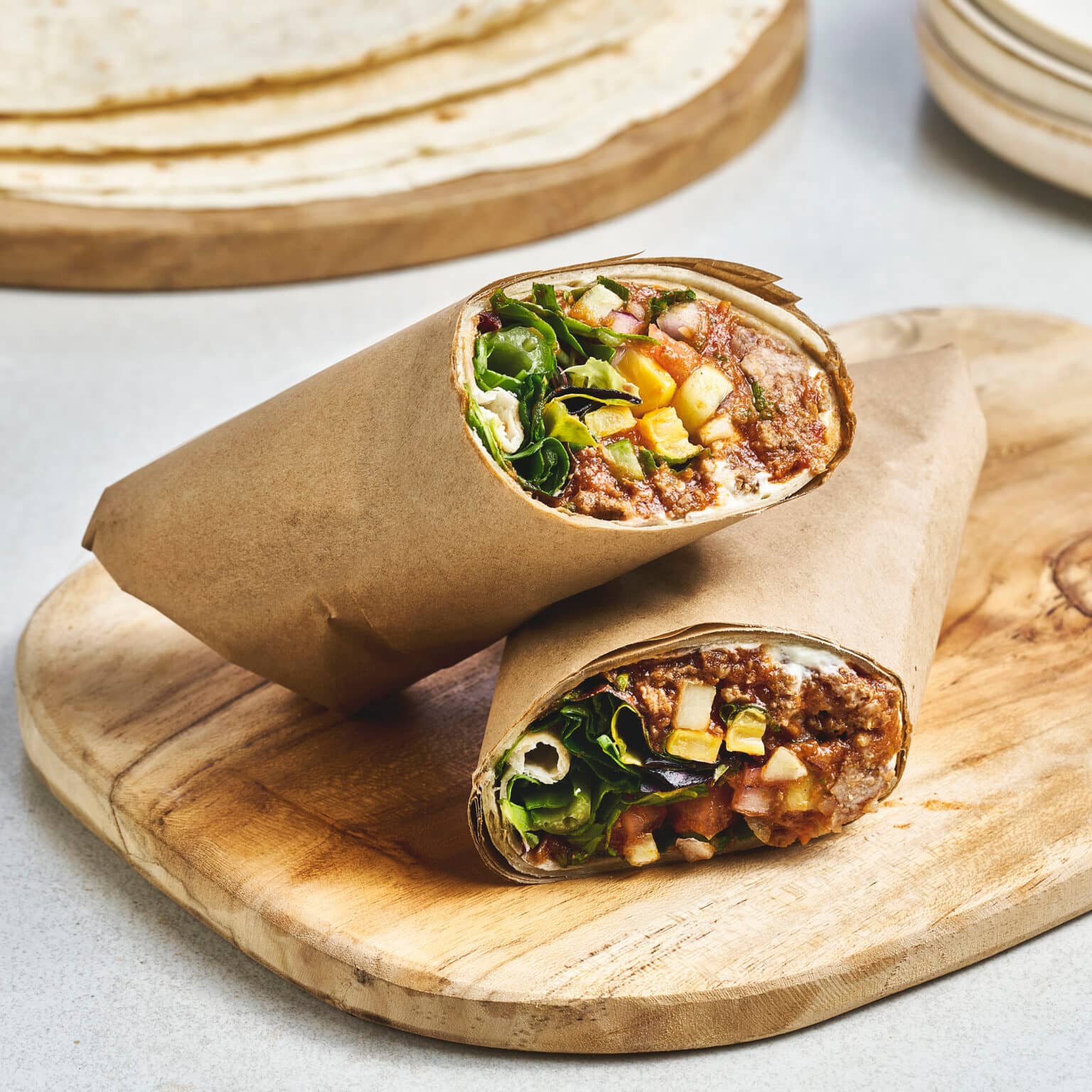 Wraps med tacokjøtt, pico de gallo og rømme RK